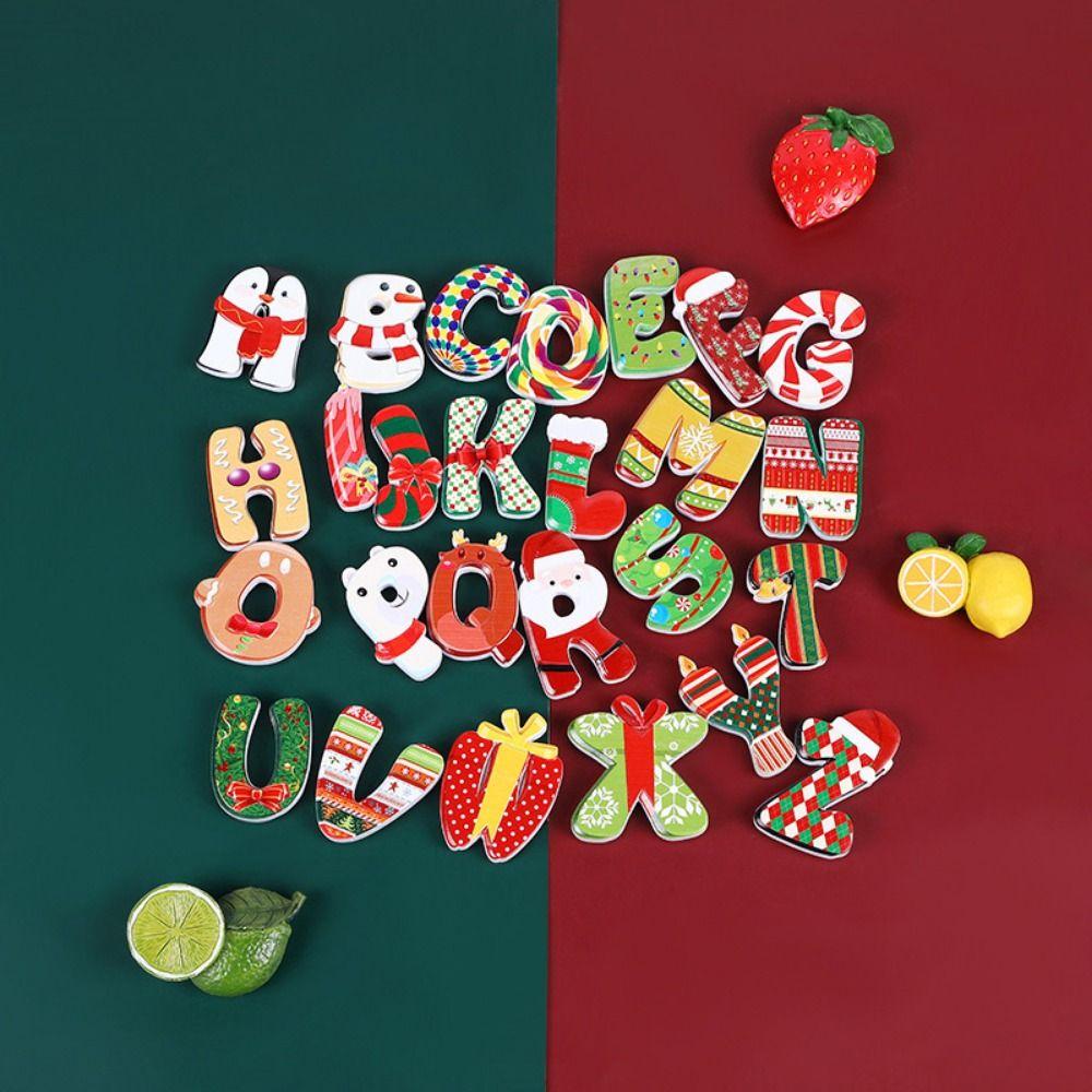 12/14/26Pcs Cute Christmas Alphabet Magnets DIY Christmas Fridge Magnets  Bedroom