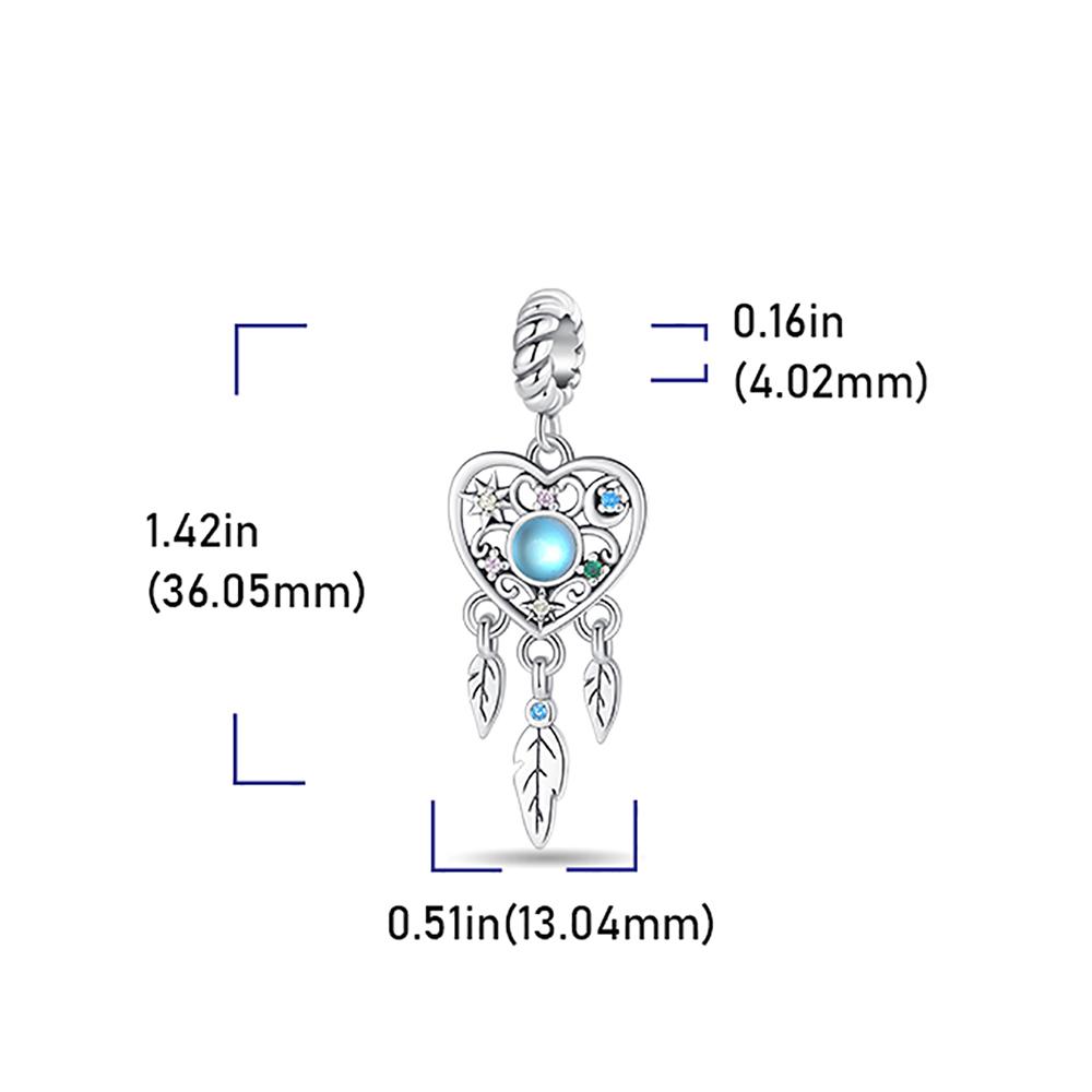 Ahthen copper Bead Charms Love and Blue Circle Dangle Charm fit Snake Chain Bracelets Necklaces for Women Jewellery Making