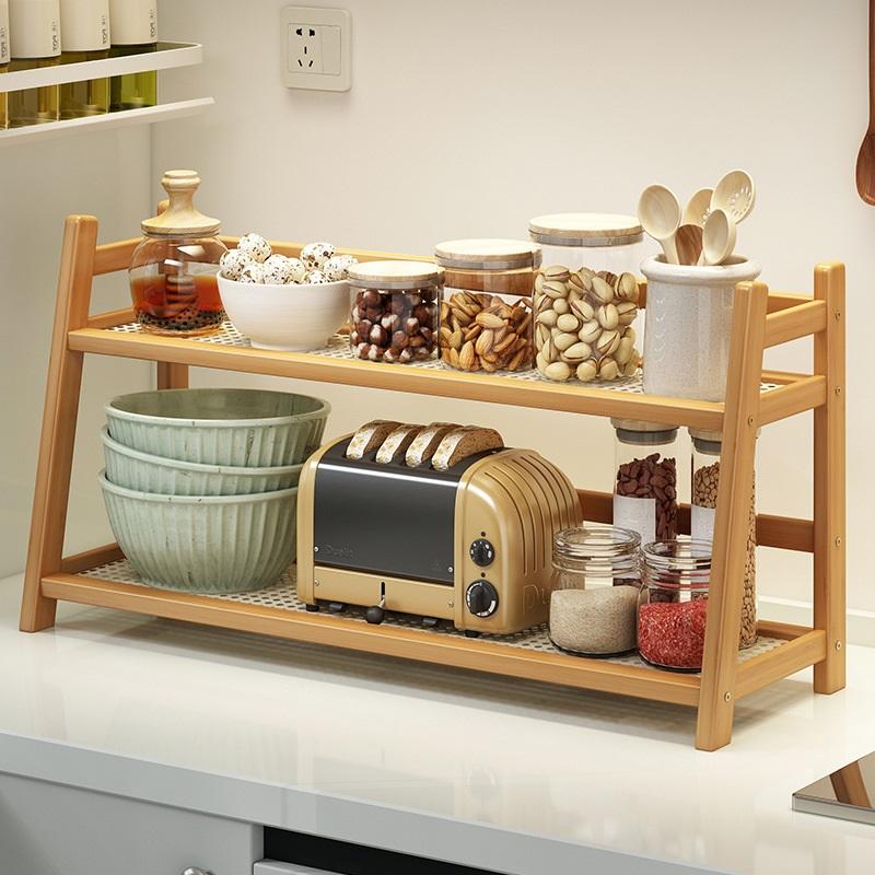 Multi Functional Kitchen Shelf Small Desktop Condiment Rack Tiered Storage Organizer For Oil Salt Sauce Vinegar Countertop Use