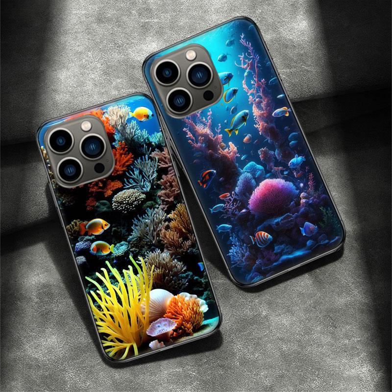 Coral Reefs and Their Small Fish Phone Case For Apple Iphone 16E 16 Pro Max 15 Plus Soft 13 12 Mini Cover 11 14 Pro Max Capa 8 7