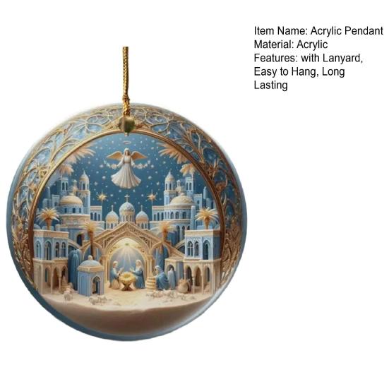 Acrylic Pendant Christmas Decoration with Lanyard Easy To Hang Nativity