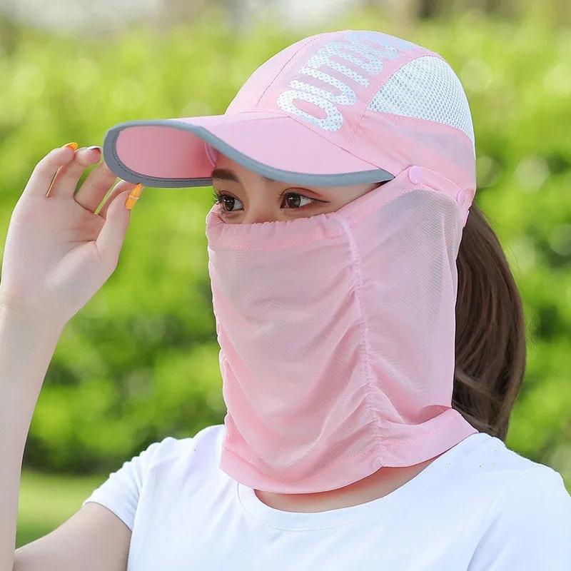 Sunscreen Hat with Foldable Portable Face Covering UV Protection Breathable Mask Cycling Veil Hat Quick Drying Baseball Hat