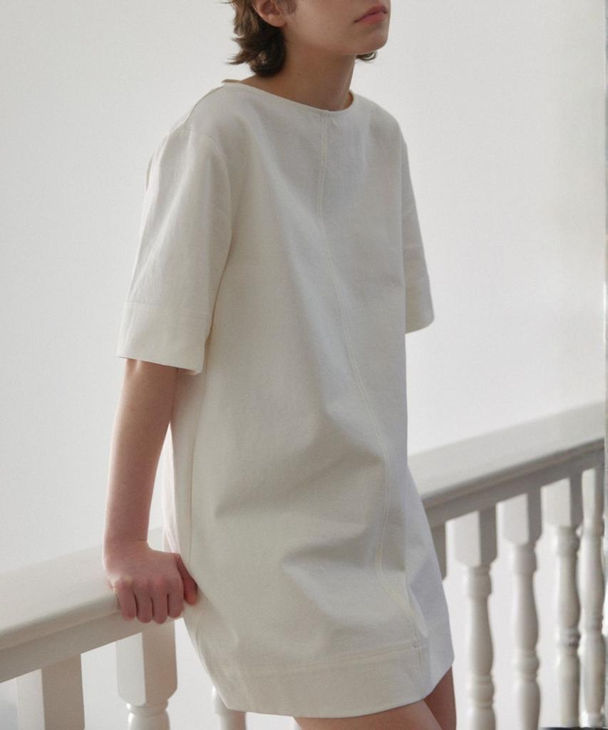 Okuka Boat Neck Cotton Dress - White