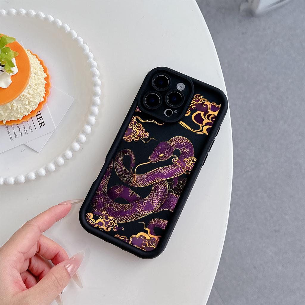 Purple Snake Pattern Soft TPU Phone Case for iPhone 17 Air 16 15 14 Pro Max Plus 13 12 Mini 8 7 X Xs Back Cover