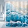 Beach Ocean Wave Shower Curtain, Blue Coastal Nautical Design, Minimalist Waterproof Polyester Art Print