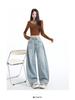 Women's 2025 Autumn/Winter High-Waisted Embroidery Wide-Leg Floor-Length Jeans