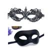 Mask Couple Halloween Set With Rhinestones And Lace For Holiday Party Costumes
