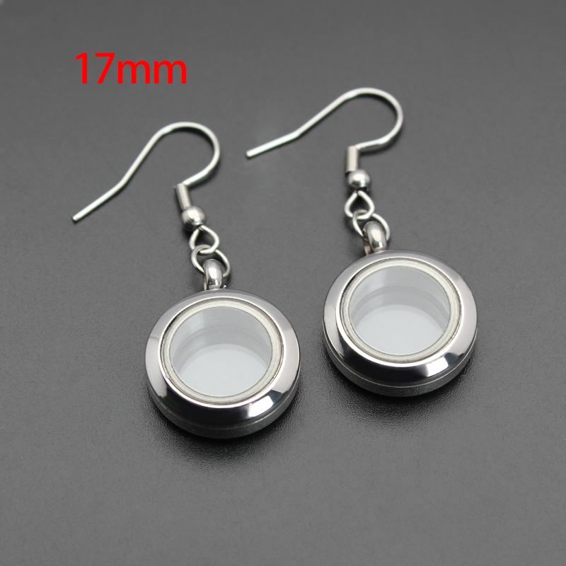 6Pairs 15mm/17mm Stainless Steel Earrings Floating Charms Locket Eardrop Glass Living Memory Earrings For Women Jewelry Making