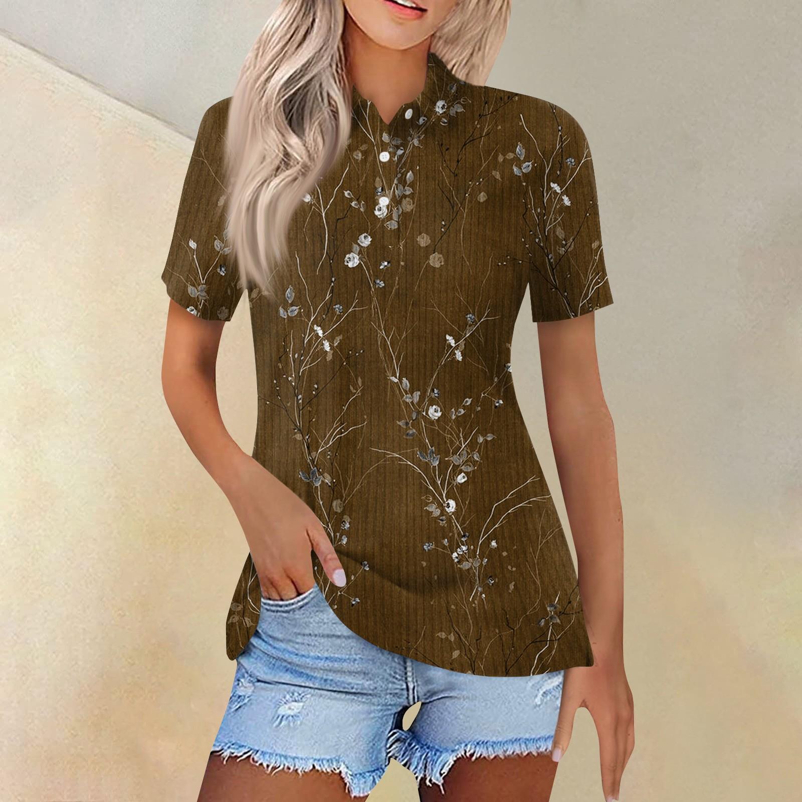 

Женская модная повседневная рубашка с короткими рукавами и принтом с лацканами, женские топы на пуговицах M