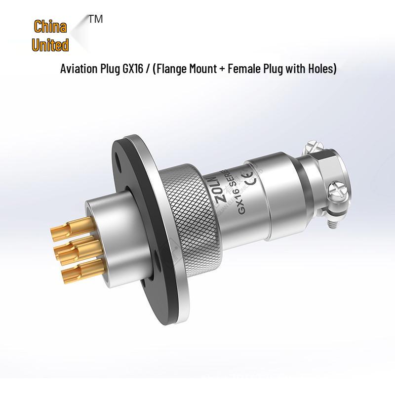 Zhonglian Aviation Plug GX16 Zinc Alloy Socket Connector: 2, 3, 4, 5, 8-core M12 Options Available