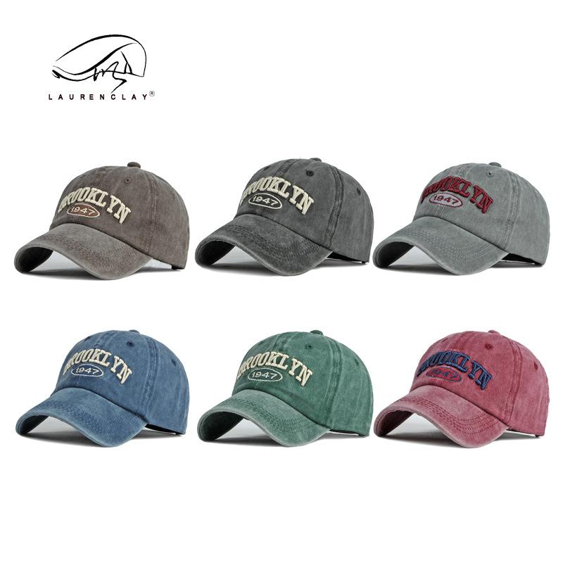 Washed and old cotton cap men and women spring and summer sunscreen sunshade three-dimensional embroidery letter baseball cap
