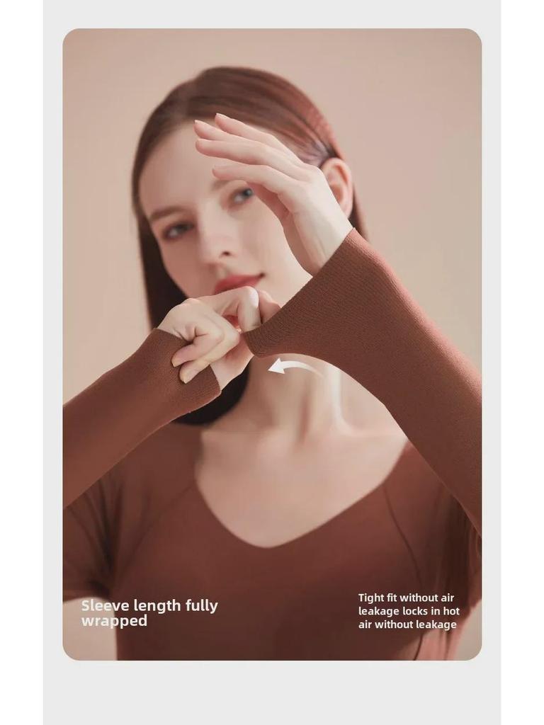 Damen 75D Milchseide Langarm-BH mit Brustpolstern - Winterwärme, Konstante Temperatur, Antibakteriell, Nahtlos, Schnell wärmend.