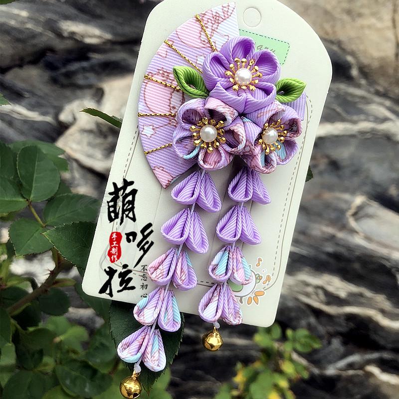 Fermagli Giapponesi Wafuku per Bambini con Nappe a Ventaglio per Kimono & Yukata