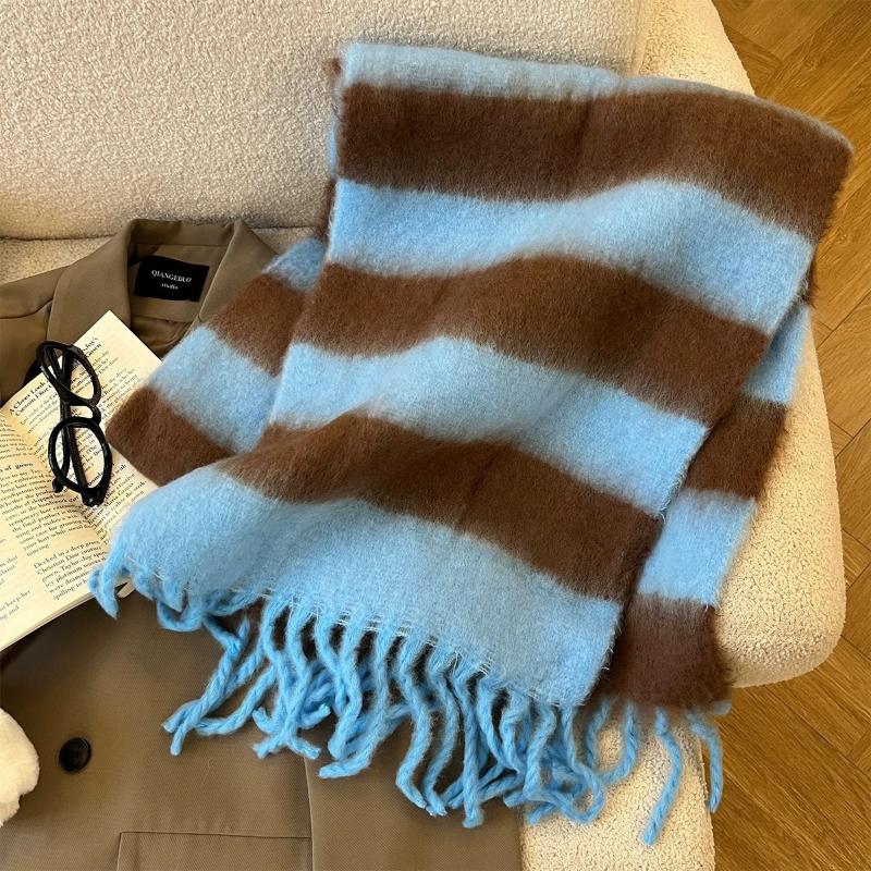 

Luxury Imitation Cashmere Women Scarf Winter Thick Warm Stripe Cape Wraps Female Long Tassel Warm Scarves Holiday Gifts