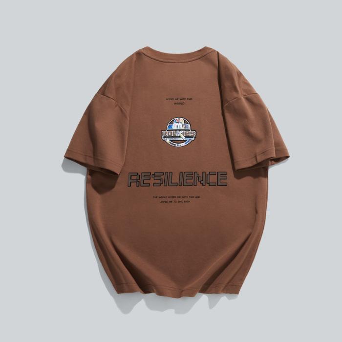 White Printed T-shirt Men's Summer Thin Embroidered Short-sleeved Top Clothes