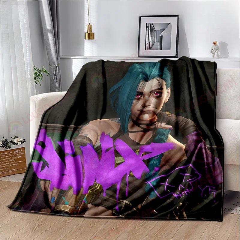 Game Jinx Arcane League of Legends Blanket Picnic Blanket Warm Comfortable Home Travel Birthday Custom blankets