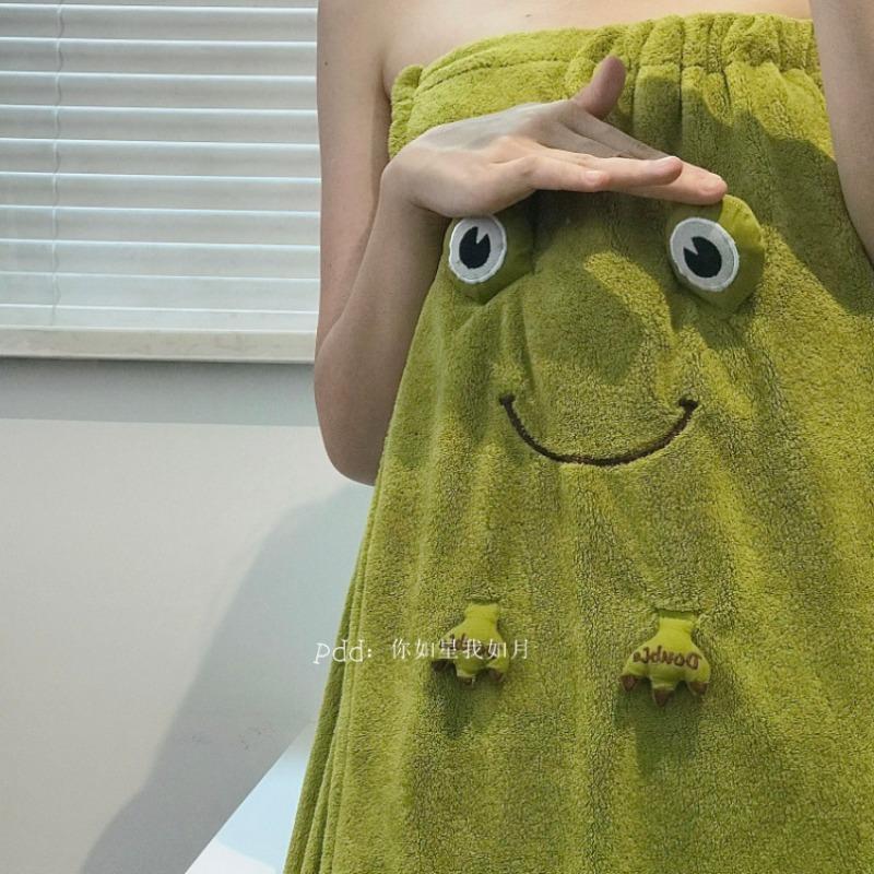 Cartoon Frog Towels Household Thicken Coral Velvet Water-absorbent Bathroom Fashion Universal Bath Towel Wash Hand Cute Home