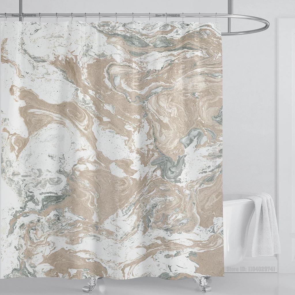 Marble Waterproof Shower Curtain Waterproof Shower Curtain for Bathroom Decor Printed Washable Shower Curtain with Hooks