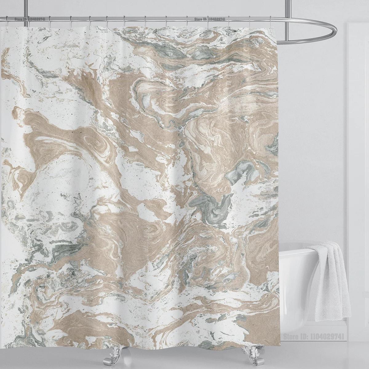 Marble Waterproof Shower Curtain Waterproof Shower Curtain for Bathroom Decor Printed Washable Shower Curtain with Hooks 90x180cm