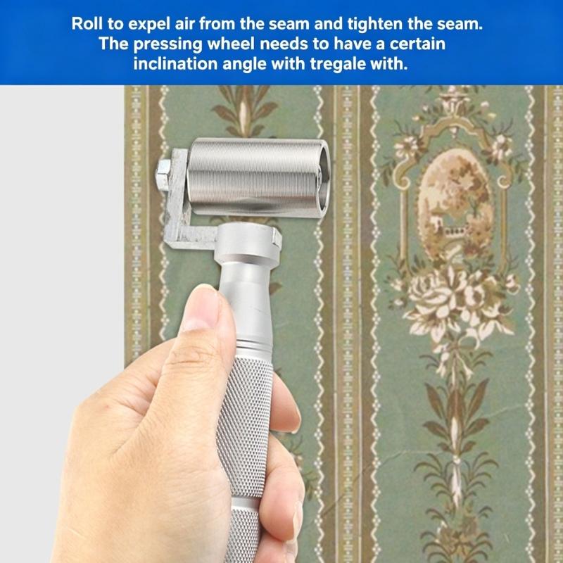 Heavy Duty Steel Wallpaper Edges Roller Set With Textured Handle Pressing Wheel For Professional Result Paint Tool