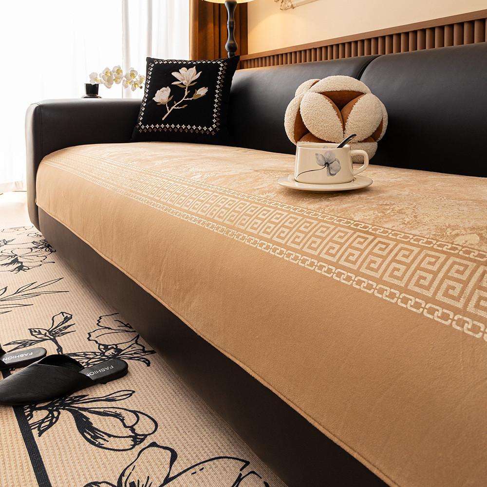 Jacquard Plush Sofa Cushion Anti-Slip & Cat-Scratch Resistant All-Season Universal Seat Slipcover & Protective Cover Home Decor