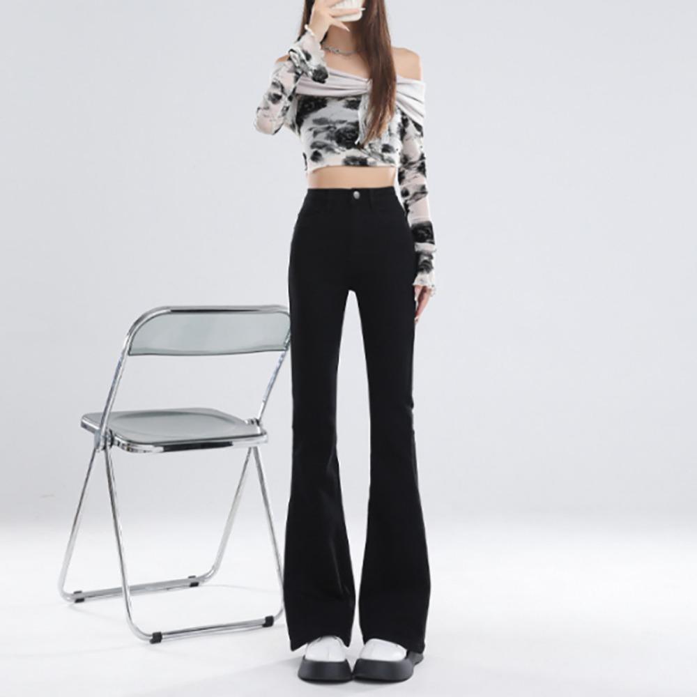 Simple Autumn and Winter New Micro-flared Jeans for Women, High Waist and Thin, Horseshoe Pants