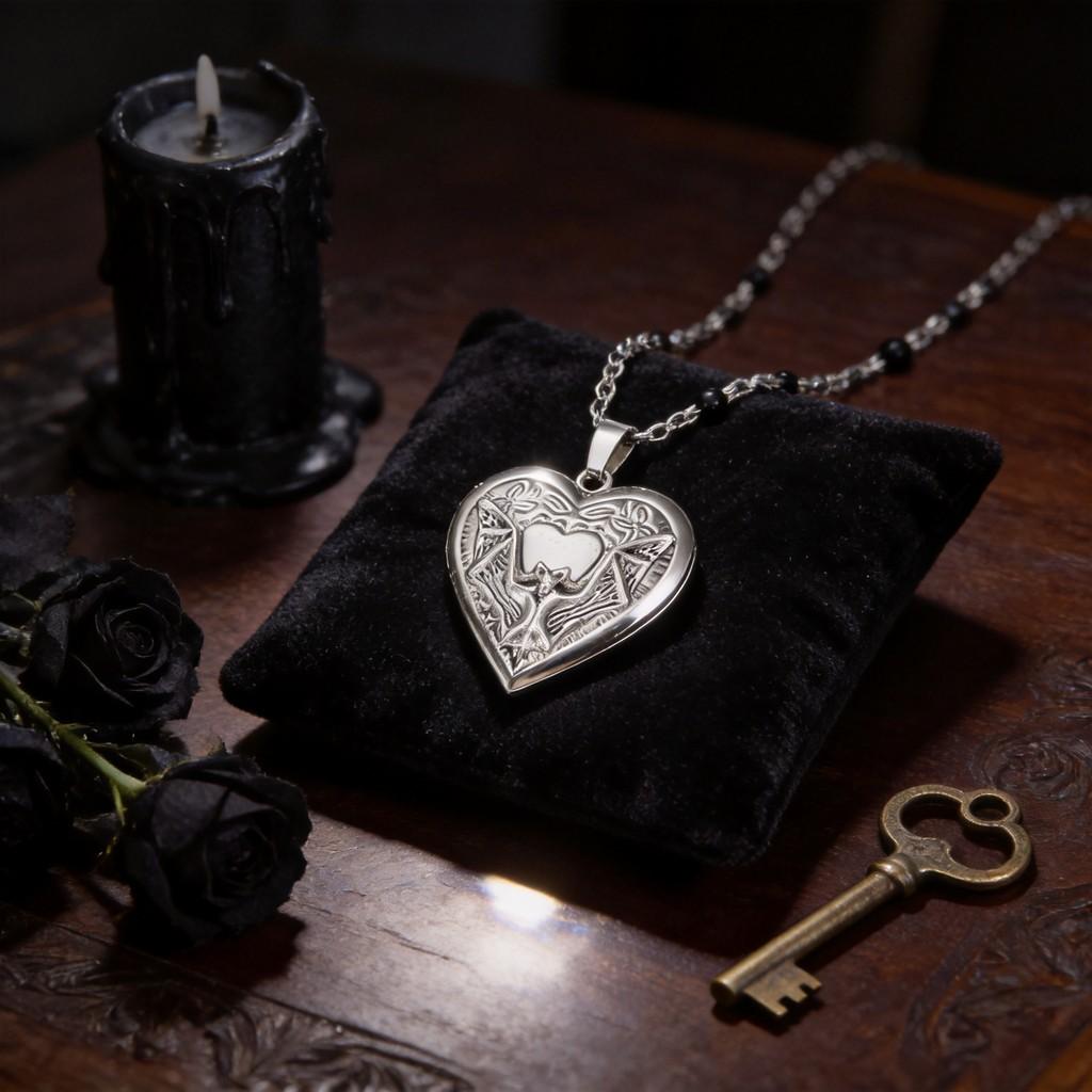 Gothic Heart Shape Necklace With Stainless Steel Pendant For Alternative Fashion Fans