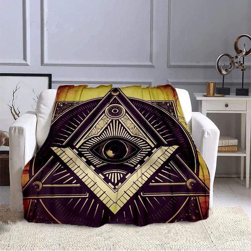 Fashion Masonic Portable Sofa Throw Blanket Freemason Flannel Warm Four Seasons Camping Blanket Freemasonry Multi Size Blankets