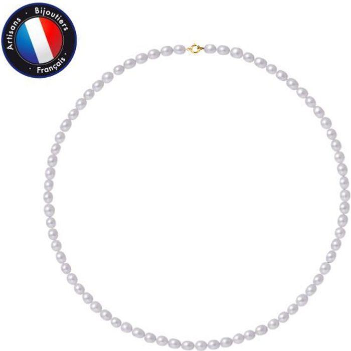 PERLINEA - Collana di perle coltivate d'acqua dolce AAA+ - Riso 5-6 mm - Viola - Oro giallo - Gioielli da donna