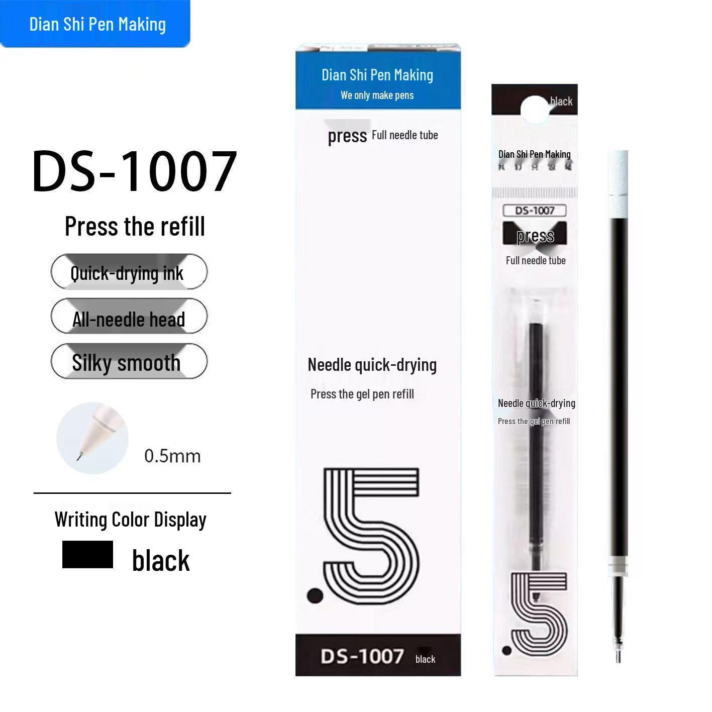 

DianShi Time-Space Cabin 0.5mm Black/Red/Blue Exam Office Ballpoint Pen Refill Set 0.5mm - Black