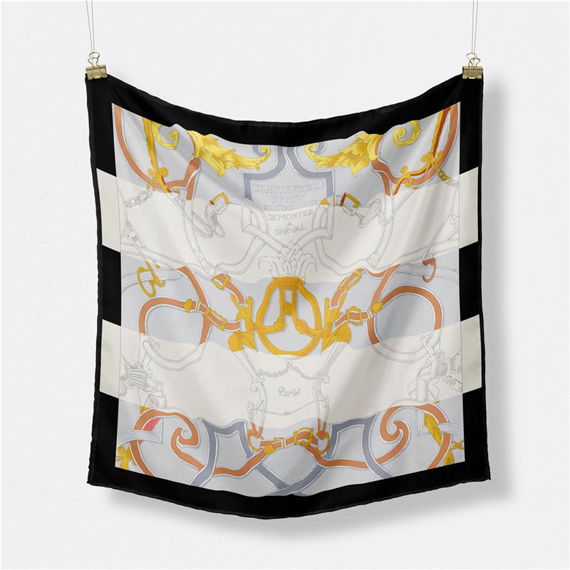 Twill Silk Scarf Women Indian Tiger Print Square Scarves Wraps Bandana Small Hijabs Silk Foulards Tie Headband Neckerchief 53CM