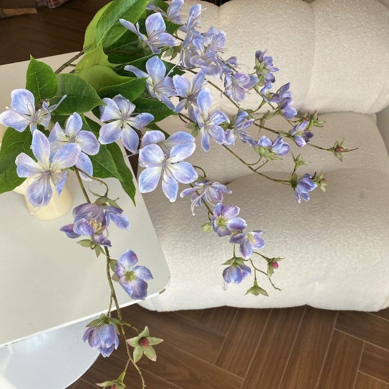 Artificial Pendulous Jasmine, Silk Flower, Crabapple, Single Stem, Light Luxury Artificial Flower, Home Interior Landscape Decoration Flower