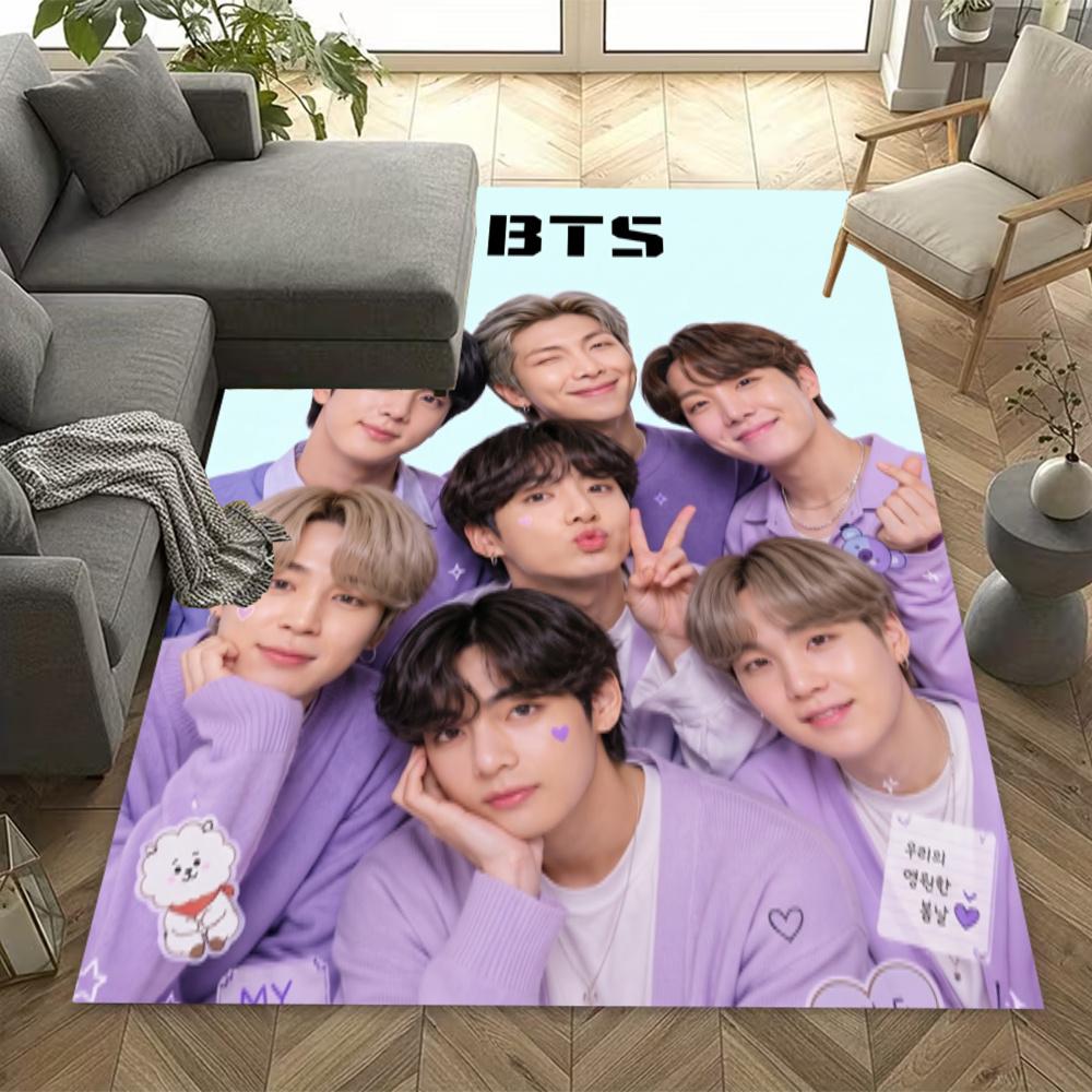 Bts Kpop Group Area Rug Design For Playrooms Kitchen Decorate Room Dormitory Antislip Carpet Anime Office Decor Best For Christmas