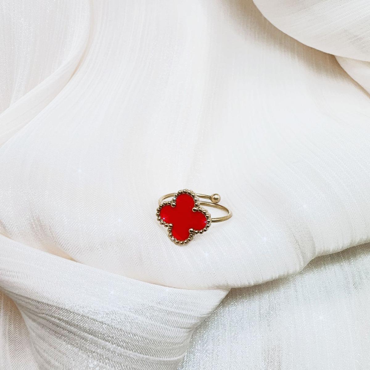 

Новое свежее и милое кольцо из титановой стали с четырьмя листами клевера, женское открывающееся регулируемое кольцо