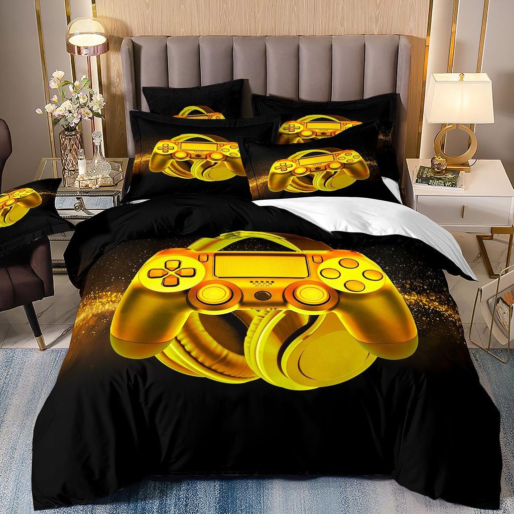 Videospiele Bettwäscheset Herren ,Gamecontroller Bettdeckenbezug mit Kissenbezügen für Jungen,Druck Spielen Duvet Cover Set Jugendliche