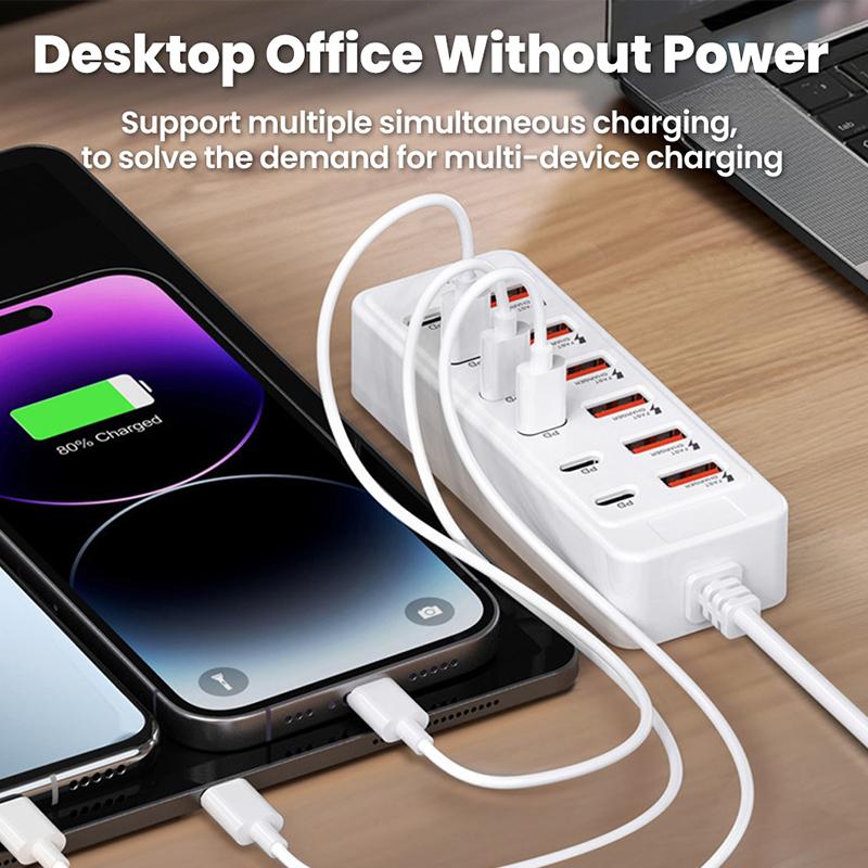 6 USB 6 Type C Charger Power Strip Universal Fast Charging Phone Charger Adapter Electric Socket Extension Cable Table Socket