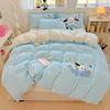 2026 Embroidered Milk Velvet Cartoon Towel Quilt Set - 4 Pieces, Double-Sided for Warmth