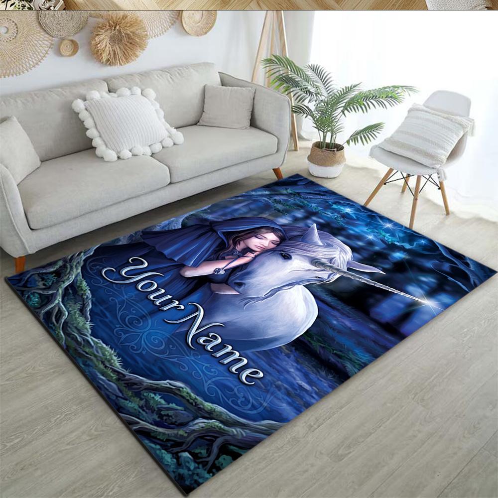 Gothic Illustrations Customizable Name Carpet Design for Dormitory Playrooms Outdoor Entryway Anti-slip Rug Decorate Offices