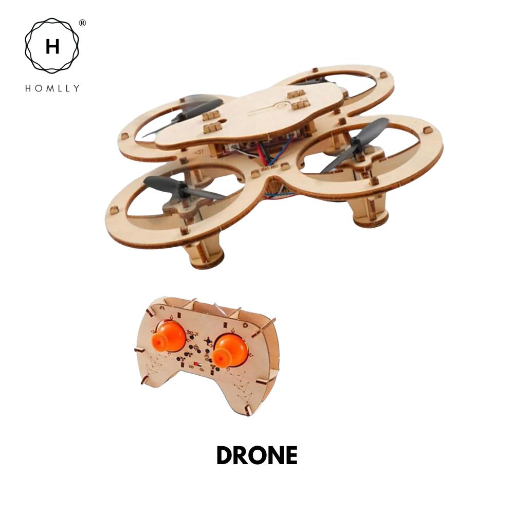 Homlly DIY Educational Stem Wooden Assembly Drone Car Lamp Model Kit