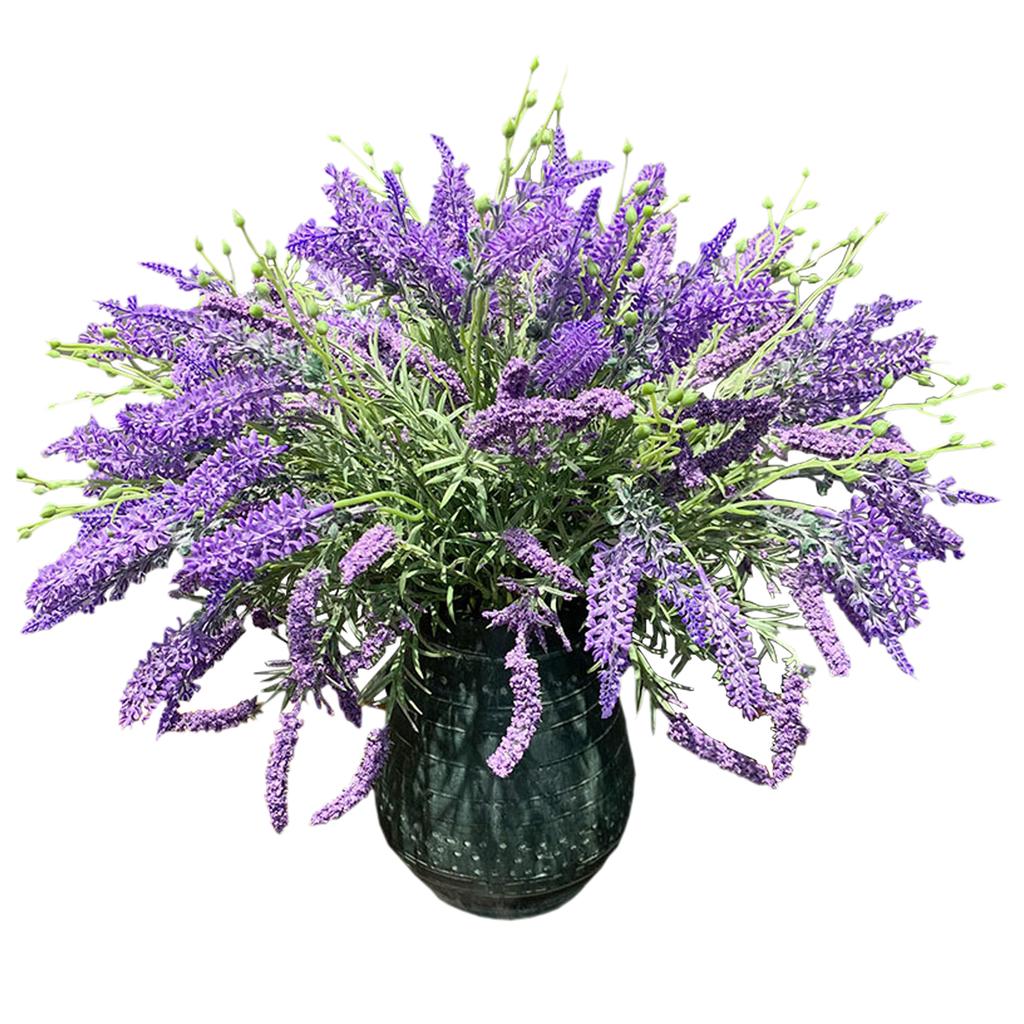 3pcs Artificial Lavender Flower Plant Purple 15.7in Realistic Faux Lavender Stems for Home Desks Tables Decor
