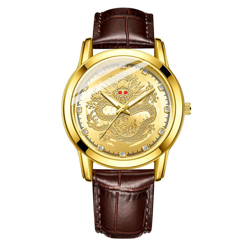 Dragonthemed Mens Wristwatch With Alloy Case And Quartz Movement For Daily Use
