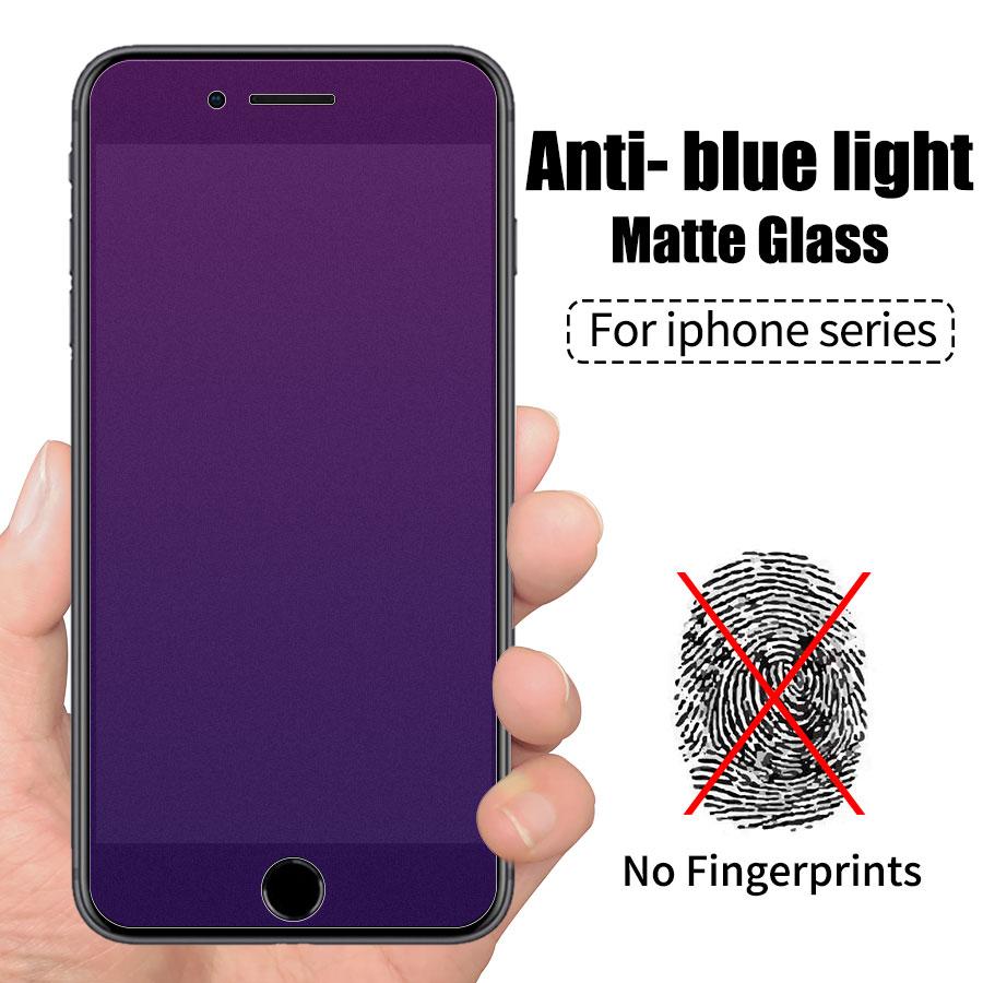 Anti Blue Ray Matte Tempered Glass For iPhone Air 11 12 13 mini 14 15 16 17 18 Pro Max X XR XS Max 6 6s 7 8 Plus Screen Protector