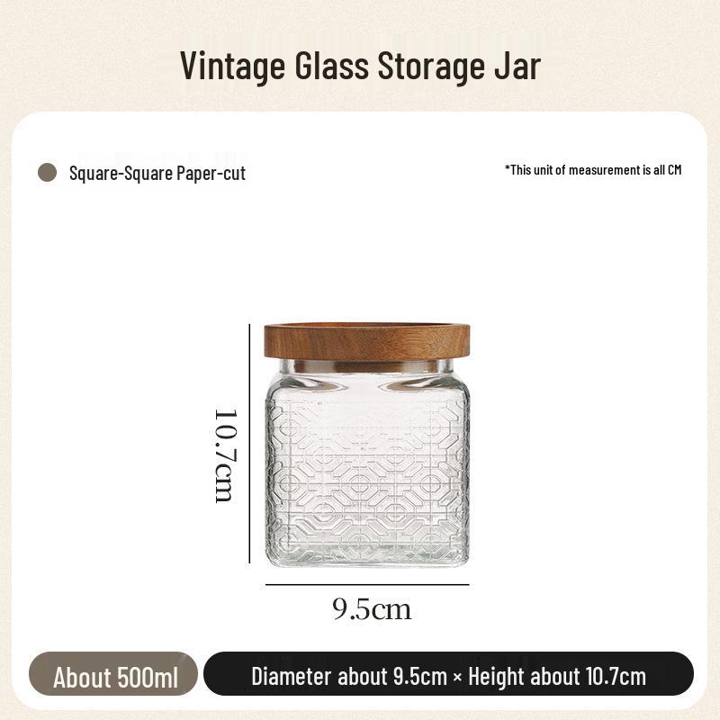 Retro geprägtes Glas Vorratsglas für Getreide, Lebensmittel und Tee - Versiegelter Küchenbehälter