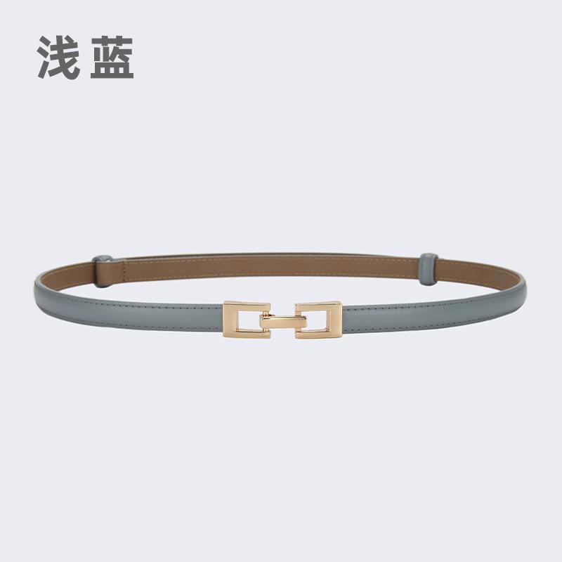 Leather Pair Buckle Adjustable Thin Belt Decoration With Skirt Waist Free Punching Small Belt