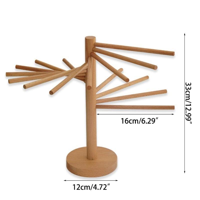Versatile Adjustable Wooden Pasta Dryer Holder Practical Pasta Dryer Stand Natural Wood Rack with Stable Base Home Decor