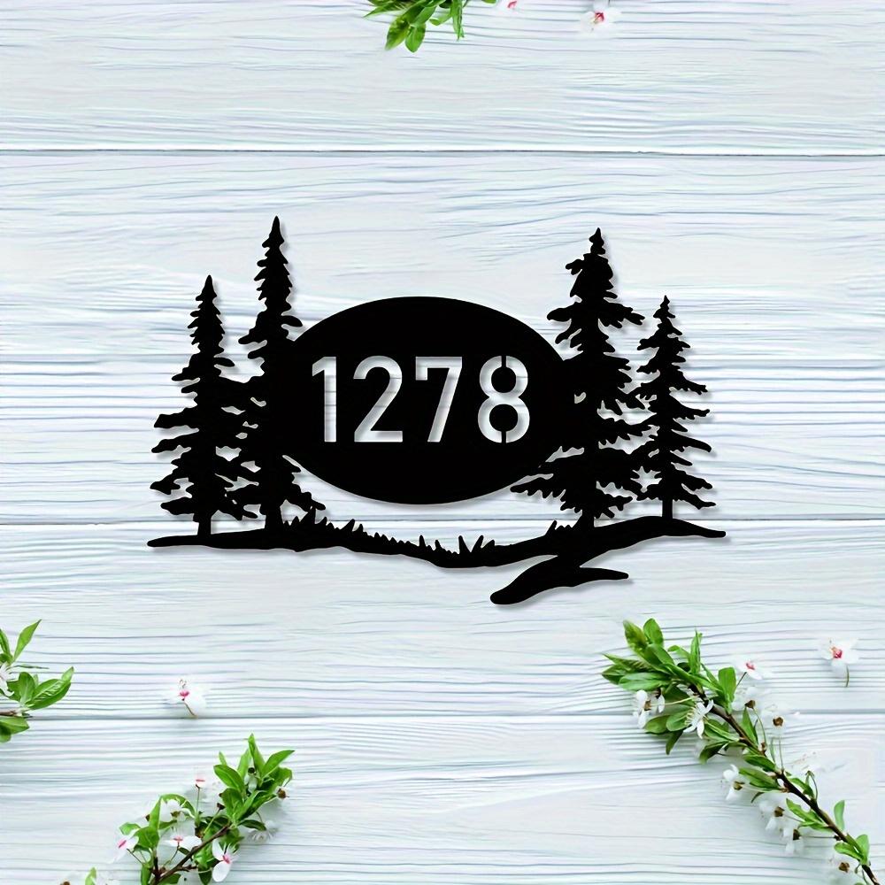 Metal Forest Address Sign Outdoor Wall Decor Custom House Number Plaque Easy Install