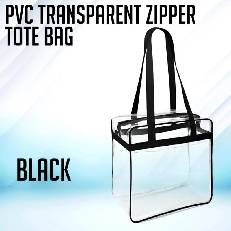 Pvc Transparent Tote Bag With Zipper Daily Travel Shopping Bag Large Capacity Portable Toiletry And Makeup Bag With Handle