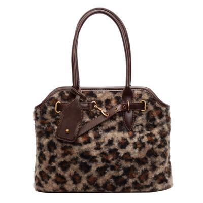 Koreanische Plüschtasche mit Leopardenmuster, trendiger Winterstil, Pendlermodell mit großem Fassungsvermögen.