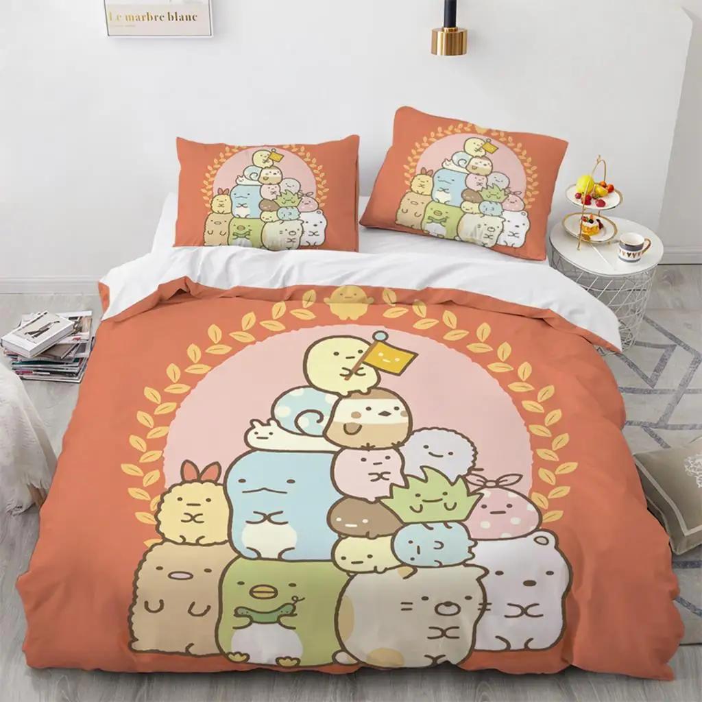 Japanese Cartoon Sumikko Gurashi Anime Bedding Set Kawaii Cute Sumikkogurashis Duvet Cover Quilt Cover Pillowcase Queen King