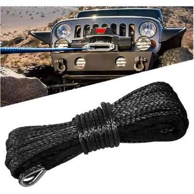 1/4'' X 50 Ft Car Synthetic Winch Rope Kit, 10000LBS Heavy Duty Vehicle Winch Cable With Protecting Sleeve And Thimble, Automotive Accessories,